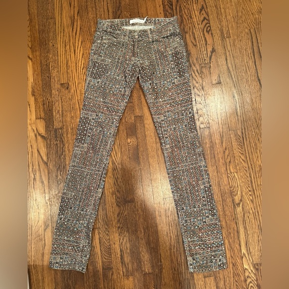 Isabel Marant Etoile Itzel Multicolor Geometric Skinny Corduroy Pants S - Picture 2 of 7
